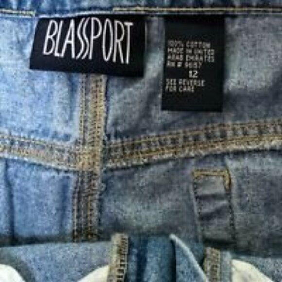Jean Capris Denim Blue Blassport Womens 12 Cropped Embroidered Vintage Jeans - Picture 7 of 9